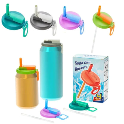 CAPitup Color Pop Can Lids – Silicone Soda Covers with Straws, Reusable & Spill-Proof